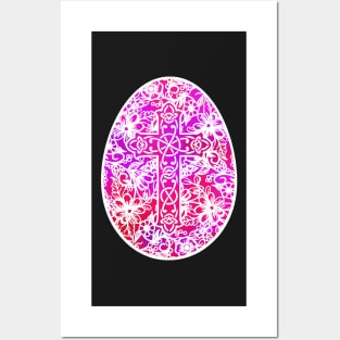 Pink, Violet and White Easter Egg Pysanky Style | Cherie's Art(c)2021 Posters and Art